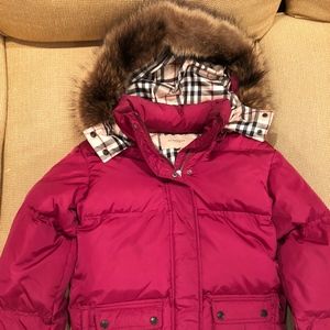 Women's down Burberry jacket: Fuchsia; Size S